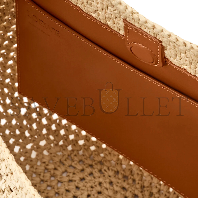 LOEWE SMALL PUNCH HOLE HOBO IN RAFFIA AND CALFSKIN A914W86X01 (34*24*22cm)